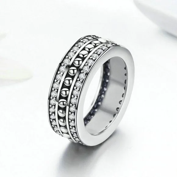 "925 Silver Plated Classic White CZ Wedding Couple Ring, FB16FA1089 - Picture 3 of 6